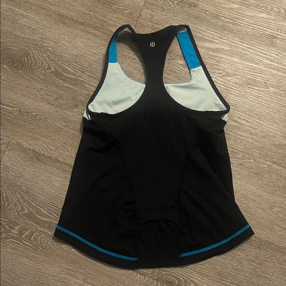 Lululemon Cardio Kick Tank workout shirt size 10 blue and black yoga running - Picture 5 of 7